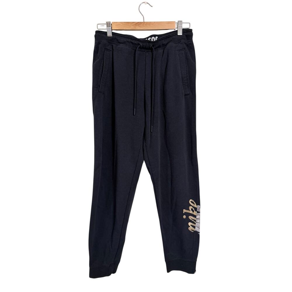 Nike Black Sweatpants Joggers Gold Silver Swoosh Size Medium